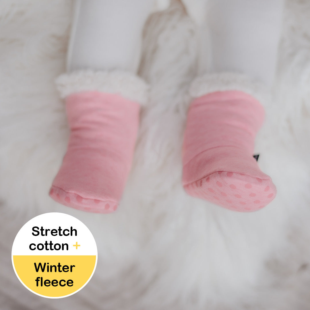 Bedhead Fleecy Winter Booties - Baby Pink Marle