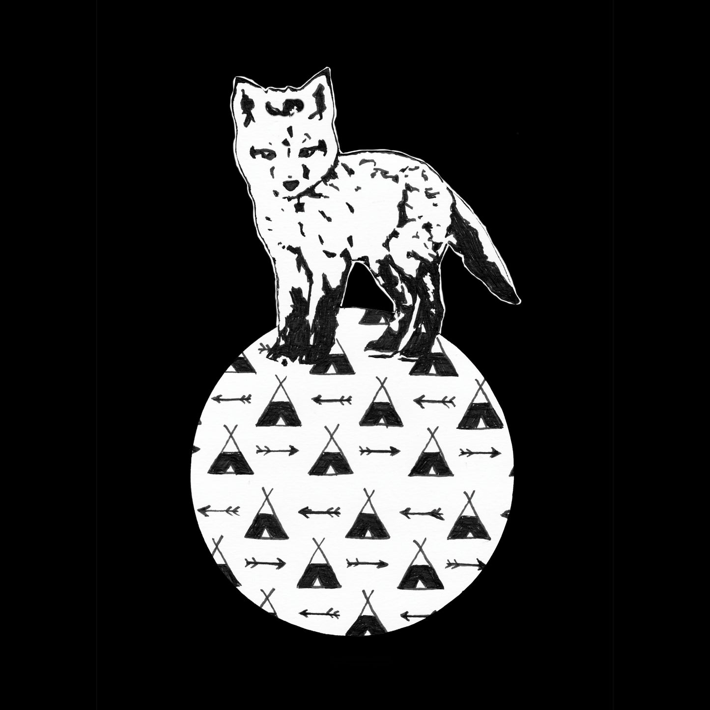 Ink Boss Art Baby Animals Fox Black & White