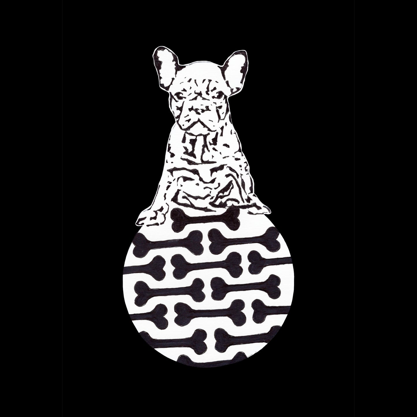 Ink Boss Art Baby Animals Frenchie Black & White