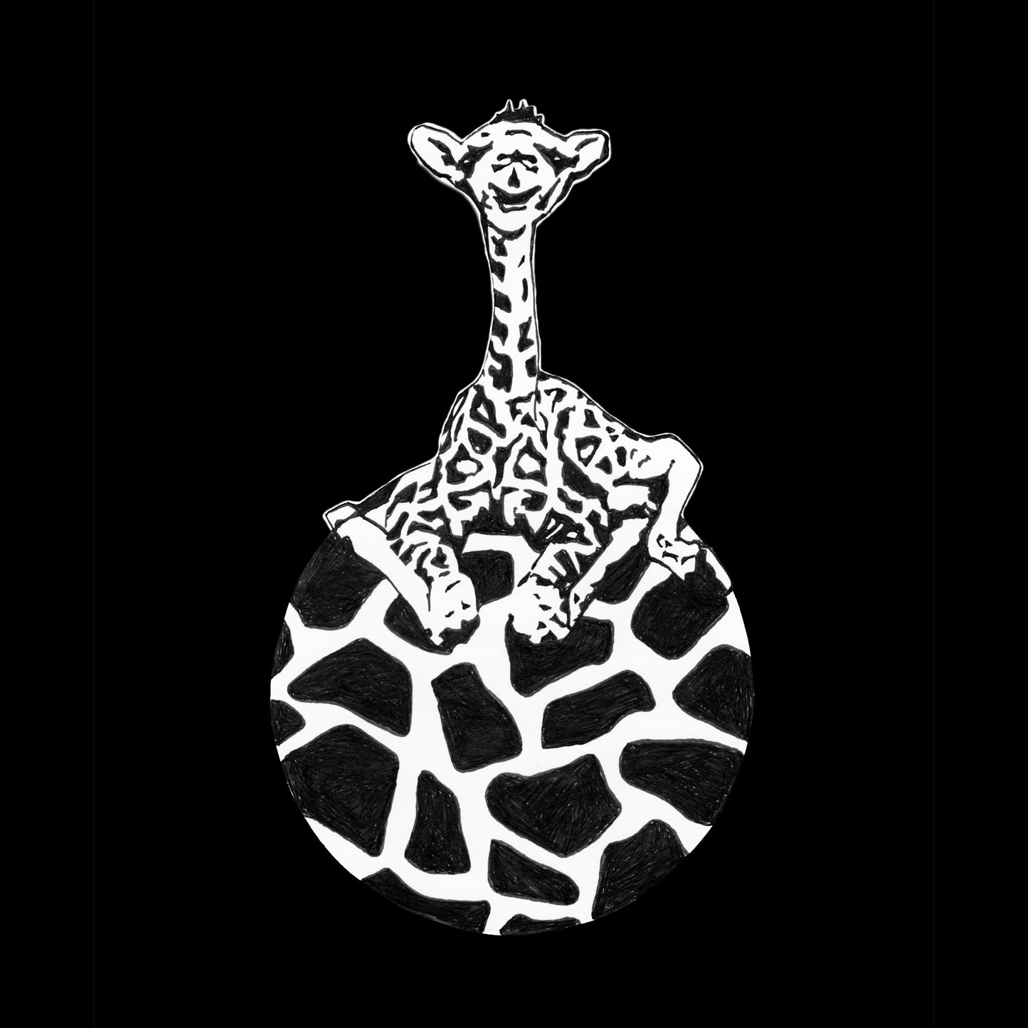 Ink Boss Art Baby Animals Giraffe Black & White