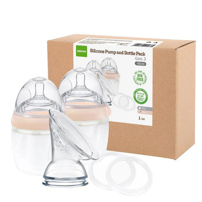 Haakaa Generation 3 Silicone Breast Pump and Baby Bottle Pack