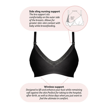 Hotmilk Caress FlexFit Nursing Bra - Black Busty