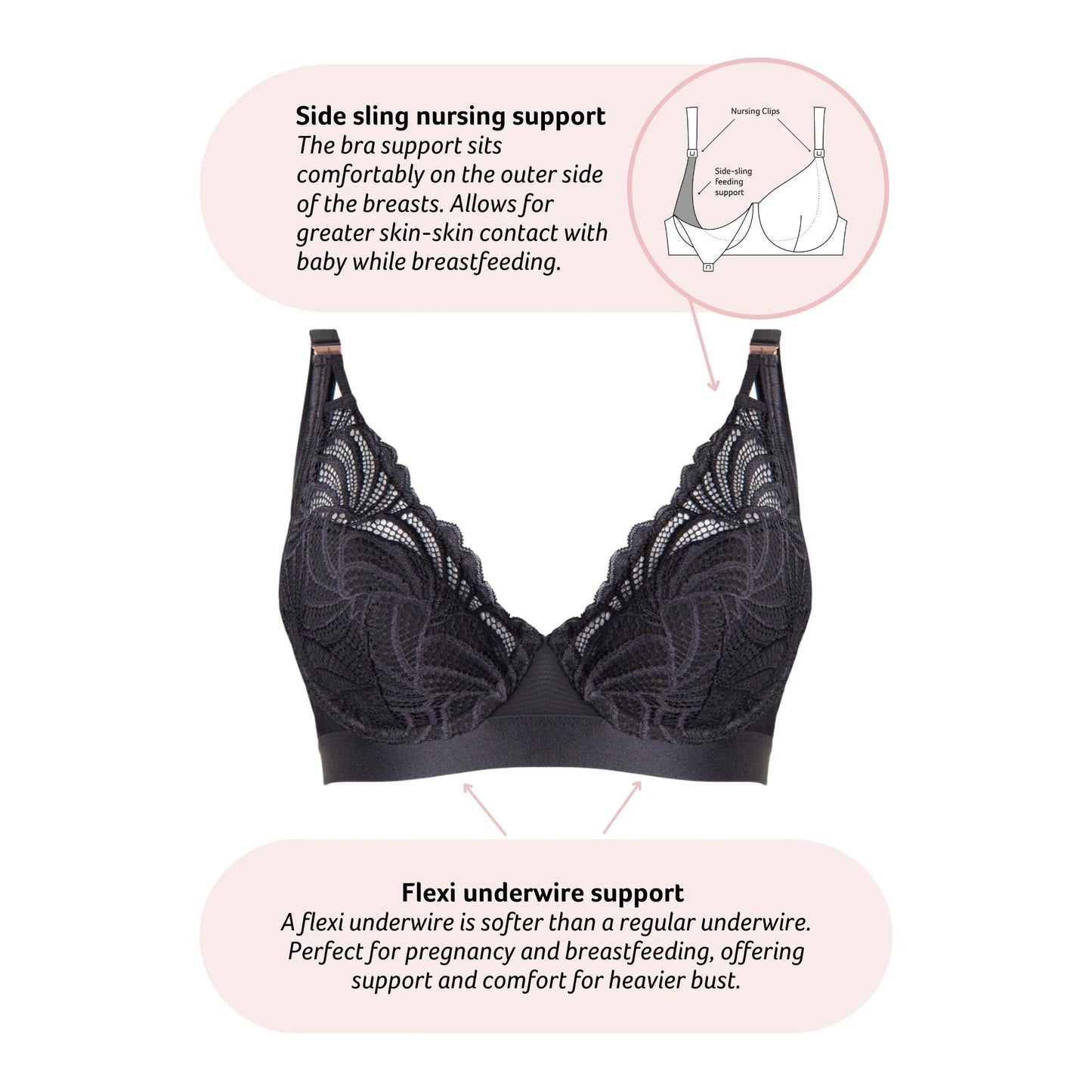 Hotmilk Warrior Plunge 2.0 Nursing Bra - Black