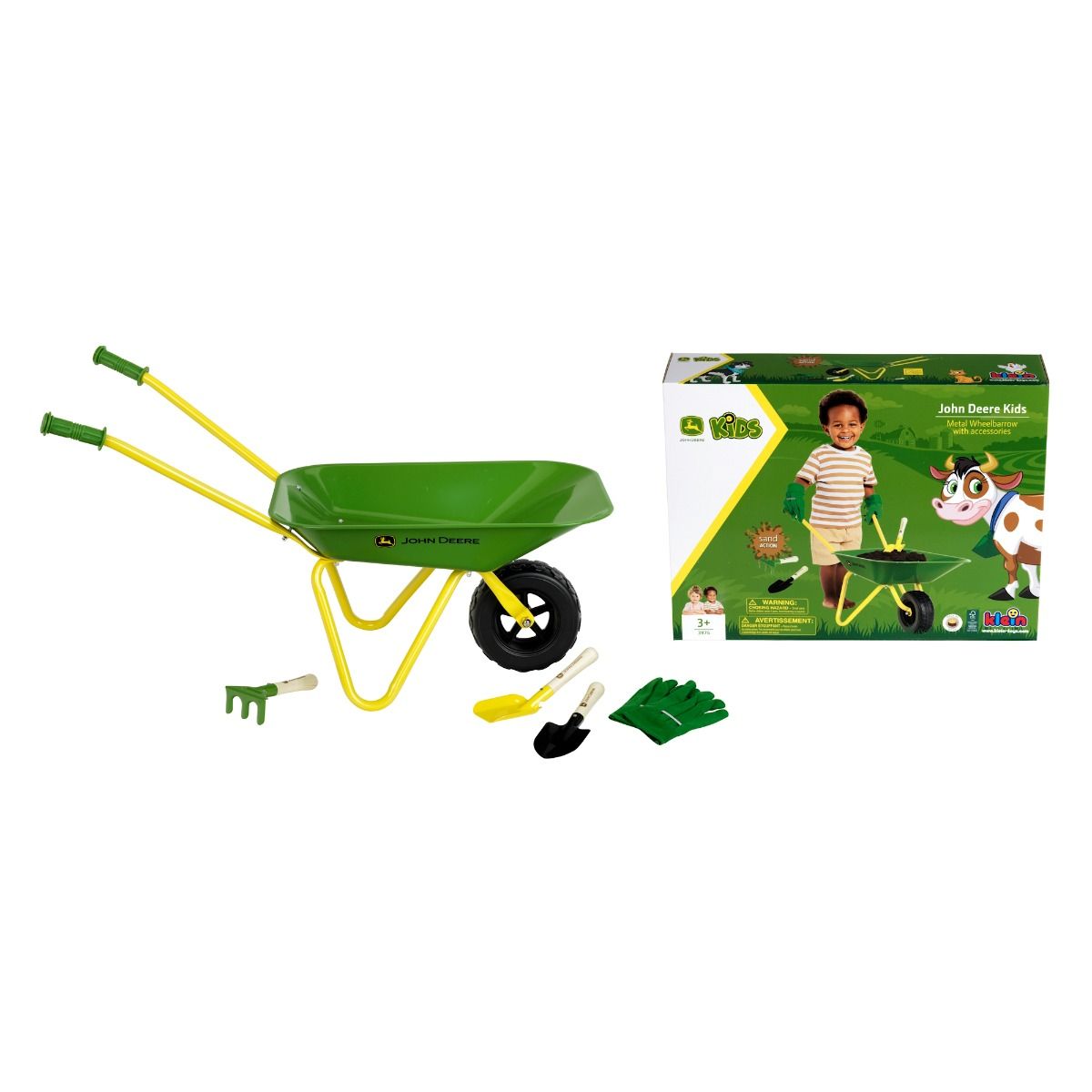 John Deere Metal Wheelbarrow Set