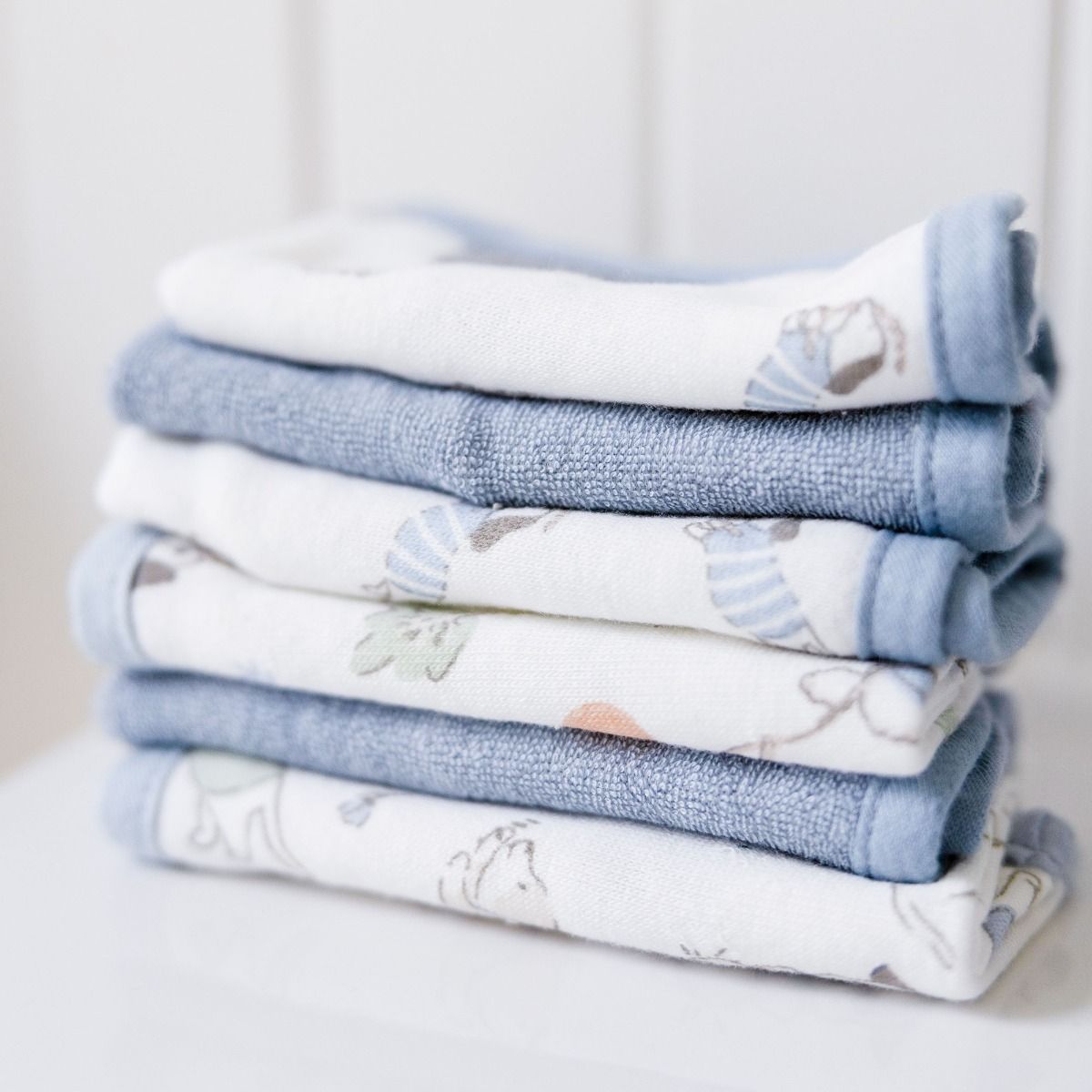 Little Linen Towelling Washcloths 6pk