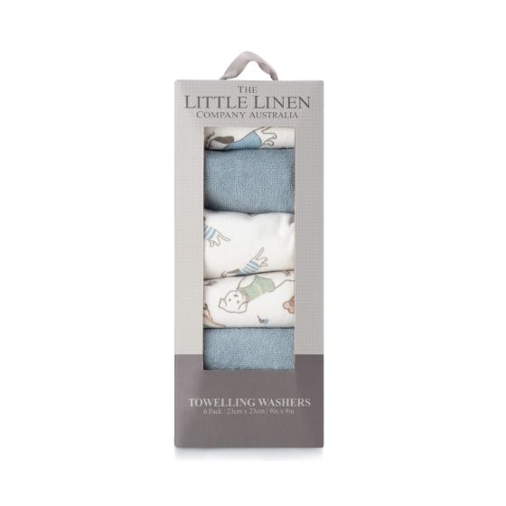 Little Linen Towelling Washcloths 6pk