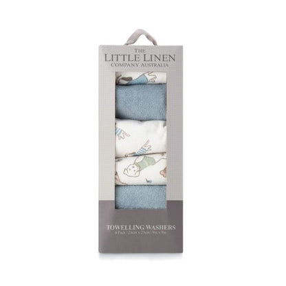 Little Linen Towelling Washcloths 6pk