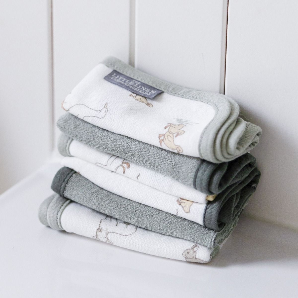 Little Linen Towelling Washcloths 6pk