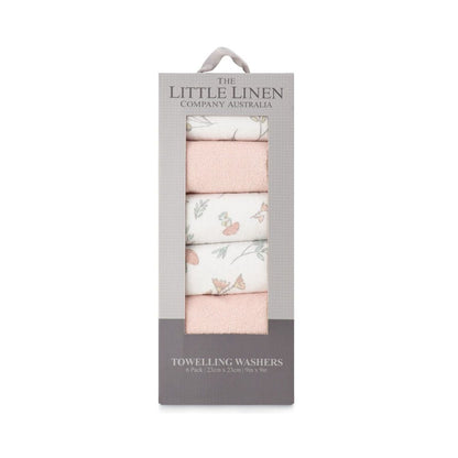 Little Linen Towelling Washcloths 6pk