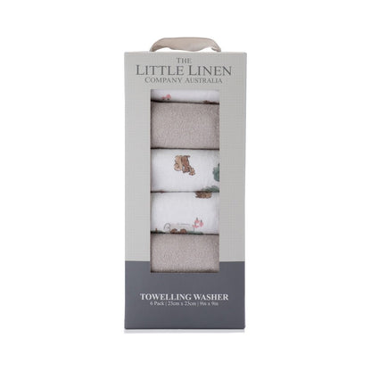 Little Linen Towelling Washcloths 6pk