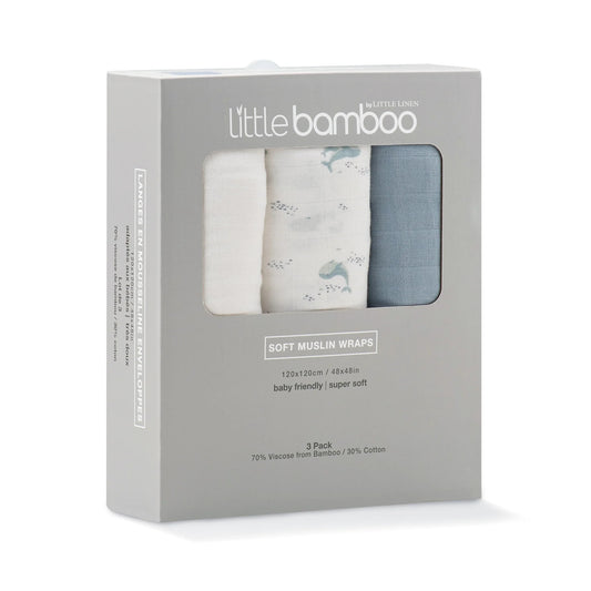 Little Bamboo Muslin Baby Wraps 3pk