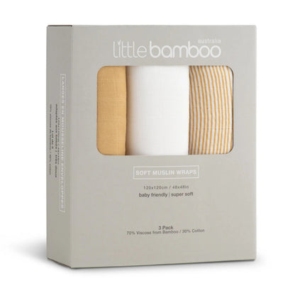 Little Bamboo Muslin Baby Wraps 3pk
