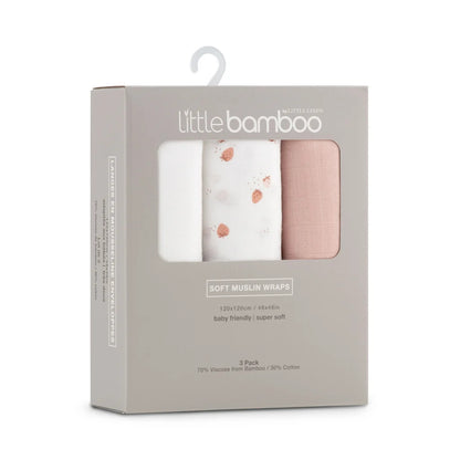 Little Bamboo Muslin Baby Wraps 3pk