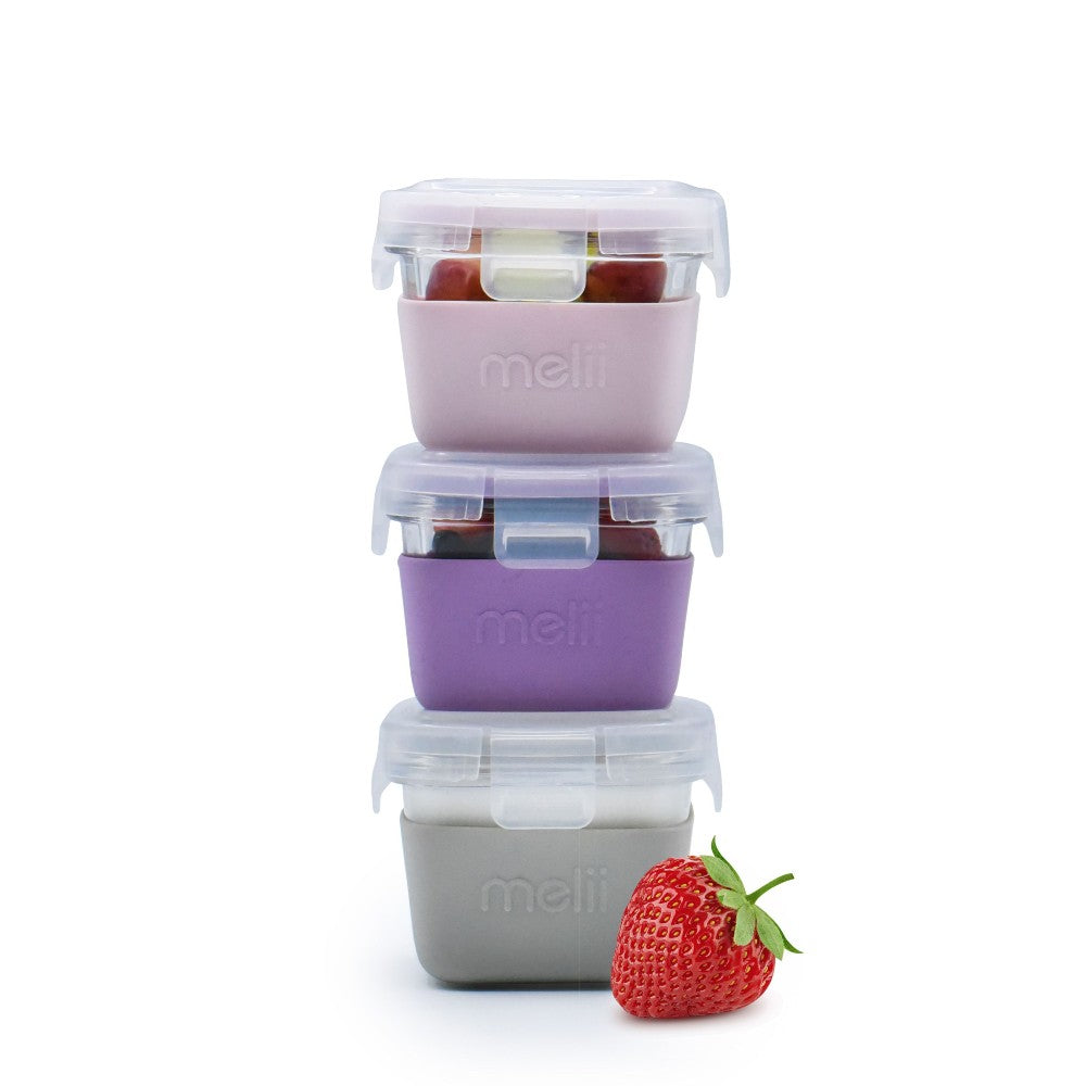 Melii Glass Containers with Sleeve 3pk