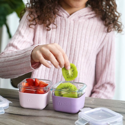 Melii Glass Containers with Sleeve 3pk