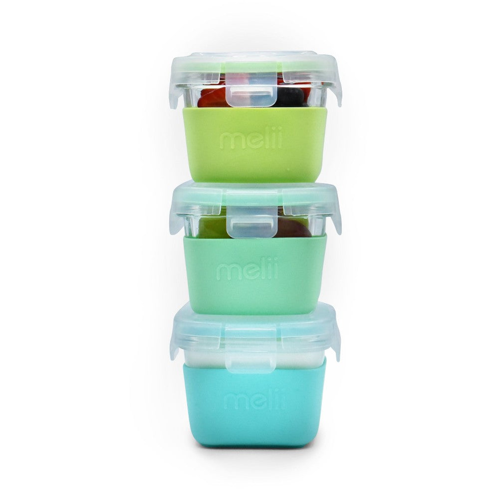 Melii Glass Containers with Sleeve 3pk