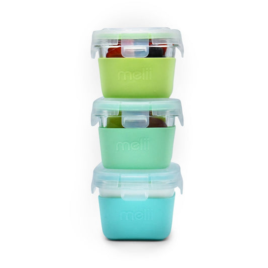 Melii Glass Containers with Sleeve 3pk