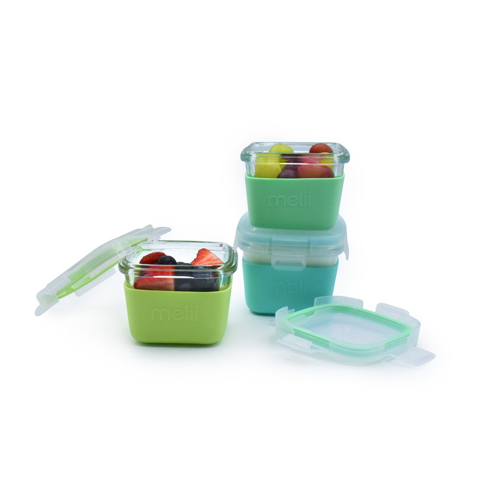 Melii Glass Containers with Sleeve 3pk