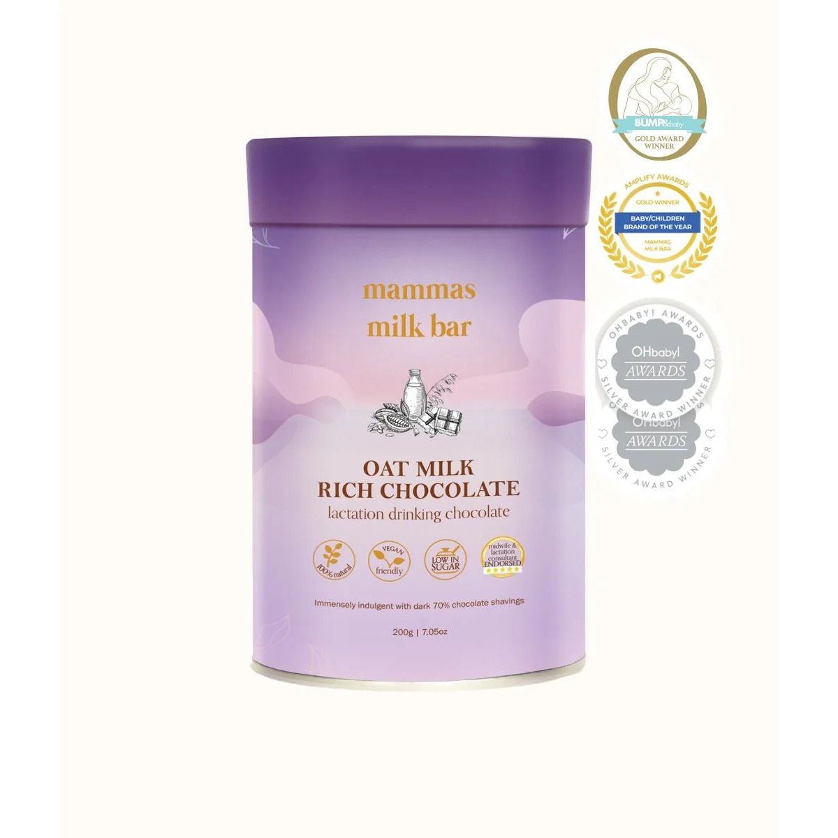 Mammas Milk Bar Oat Milk Rich Chocolate Lactation Support Drinking Chocolate Blend 200g