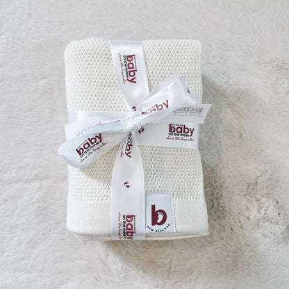 Baby On The Move Moss Stitch Merino Bassinet Blanket 90 x 90 cm