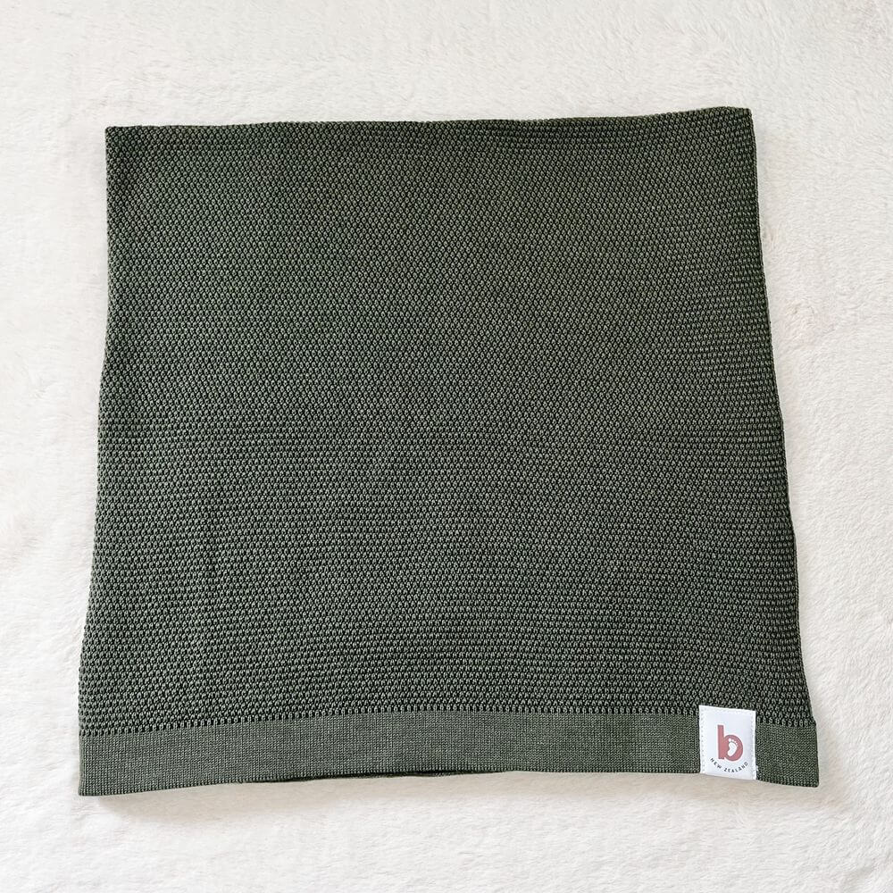 Baby On The Move Moss Stitch Merino Bassinet Blanket 90 x 90 cm