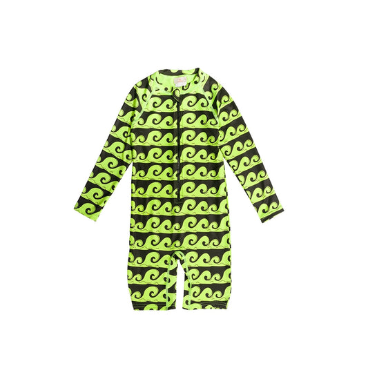 Neon by Nestling Brushed Shortie Swimmer - Big Kids - Green Waves