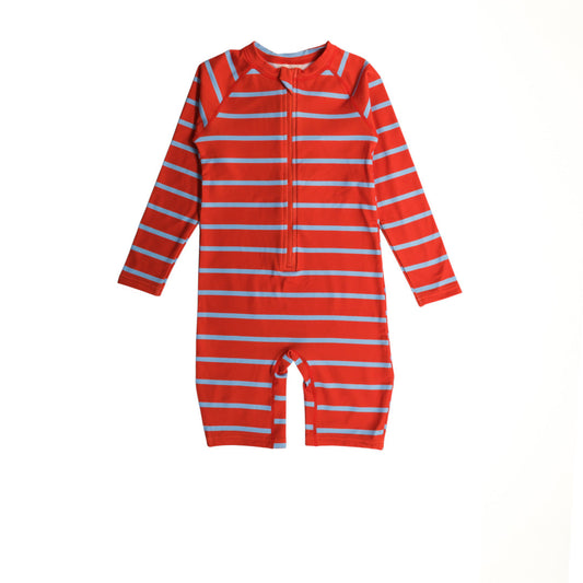 Neon by Nestling Brushed Shortie Swimmer - Big Kids - Red Stripe