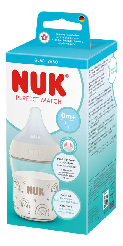 NUK Perfect Match Glass Bottle 120ml / 0+m S Teat