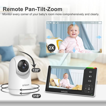 Oricom 4.3" Video Baby Monitor With Motorised Pan-Tilt Camera