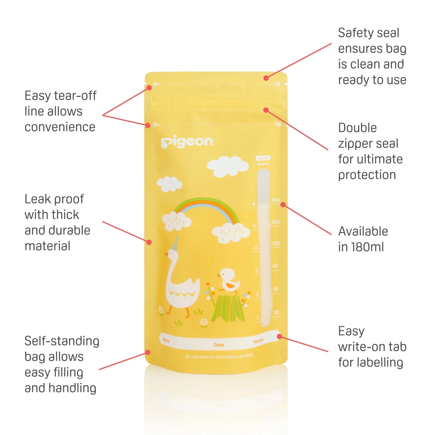Pigeon Breast Milk Storage Bag 180ml 25pcs - Animals