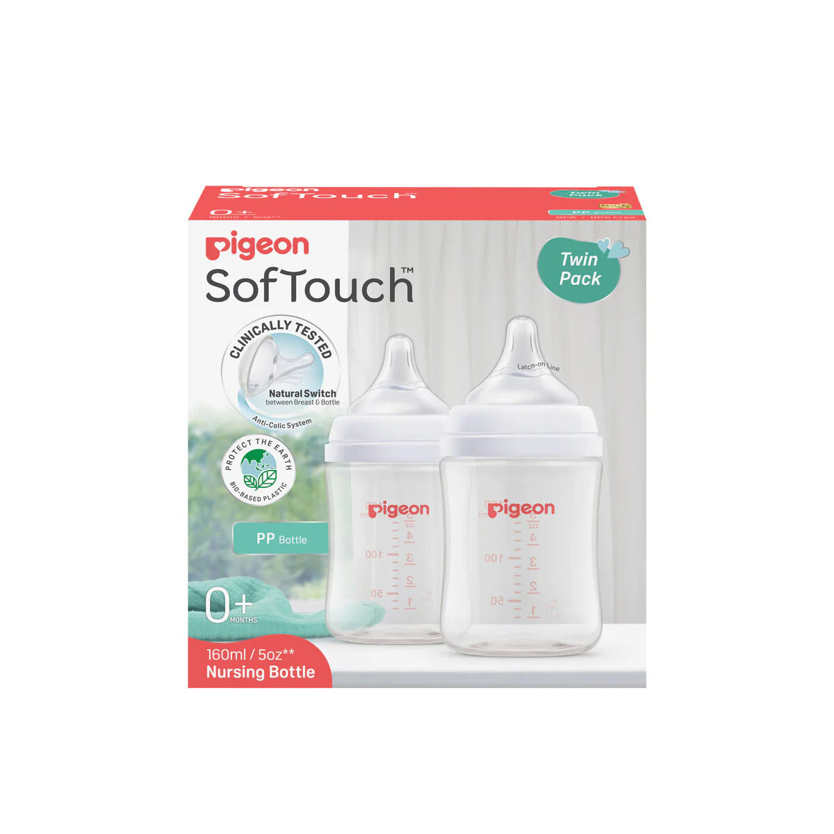 Pigeon SofTouch™ Wide Neck Bottle PP - Twin Pack