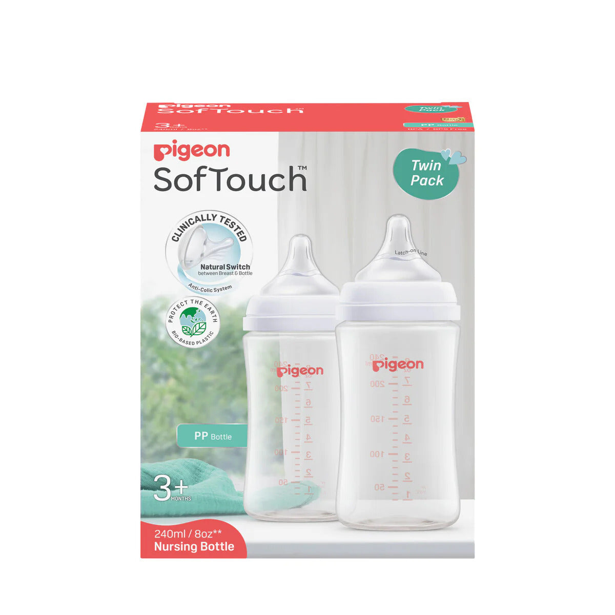 Pigeon SofTouch™ Wide Neck Bottle PP - Twin Pack
