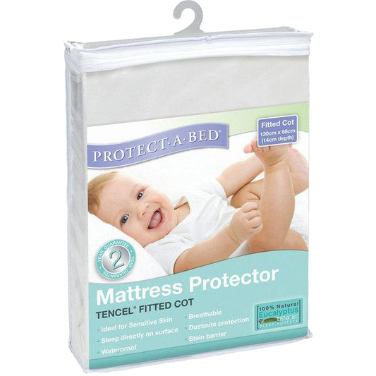 Protect-A-Bed Tencel Fitted Cot Mattress Protector 130 x 68cm, White