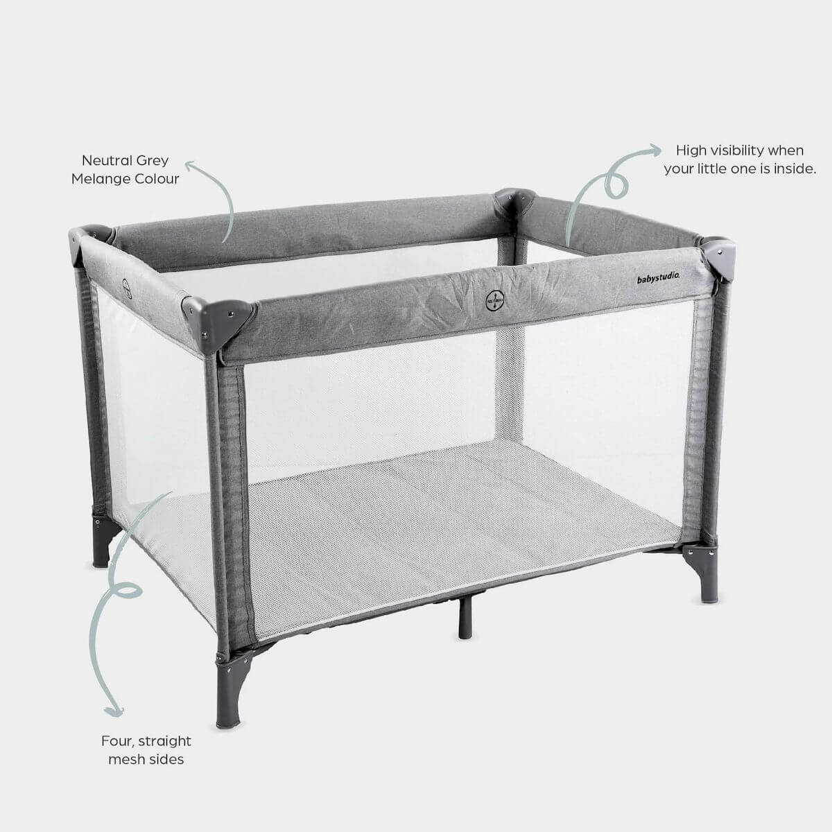 Babystudio 3 in 1 Portacot/Playyard Melange Grey