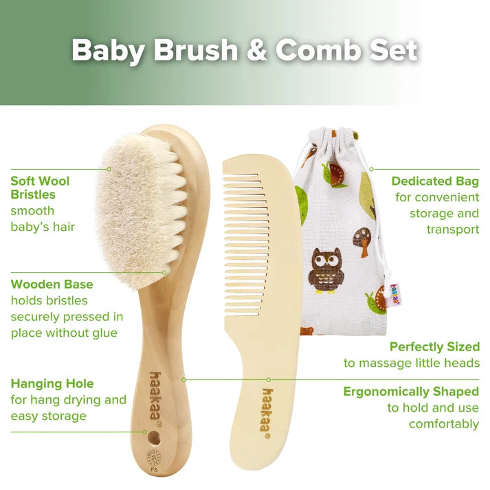 Haakaa Wool Baby Brush and Comb Set