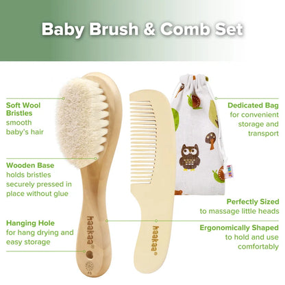 Haakaa Wool Baby Brush and Comb Set