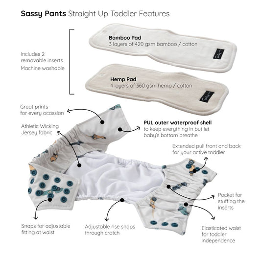 Sassy Pants Straight Up Toddler Nappy - One Size