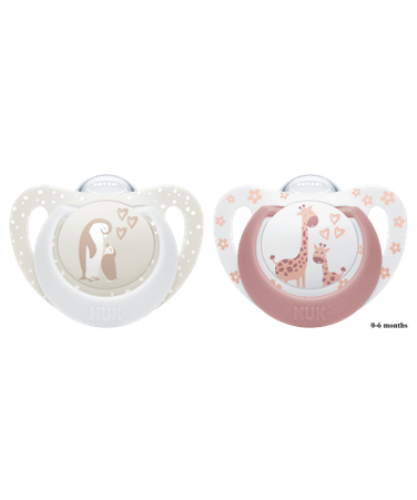 NUK First Choice Soothers 2pk 0-6mths - White/Pink