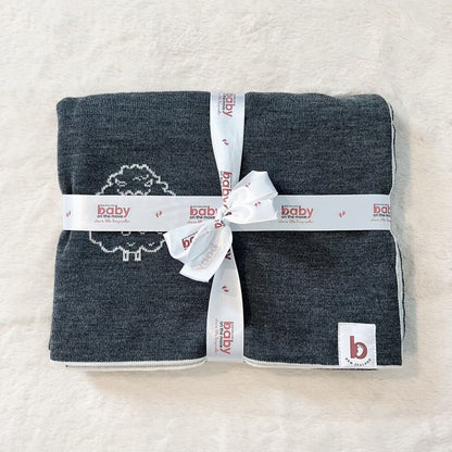 Baby On The Move Reversible Sheep Jacquard Merino Blanket 90 x 100 cm