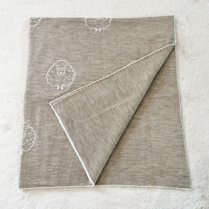 Baby On The Move Reversible Sheep Jacquard Merino Blanket 90 x 100 cm