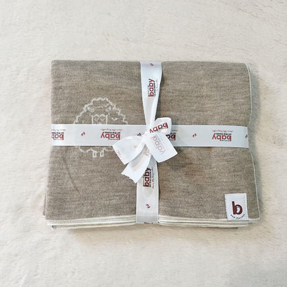 Baby On The Move Reversible Sheep Jacquard Merino Blanket 90 x 100 cm