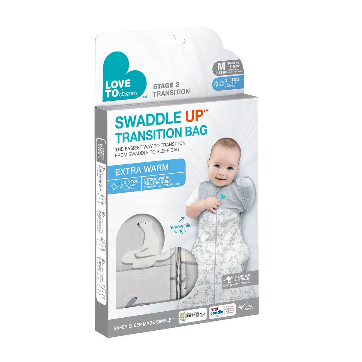 Love To Dream SwaddleUp Transition Bag Extra Warm Grey 3.5TOG