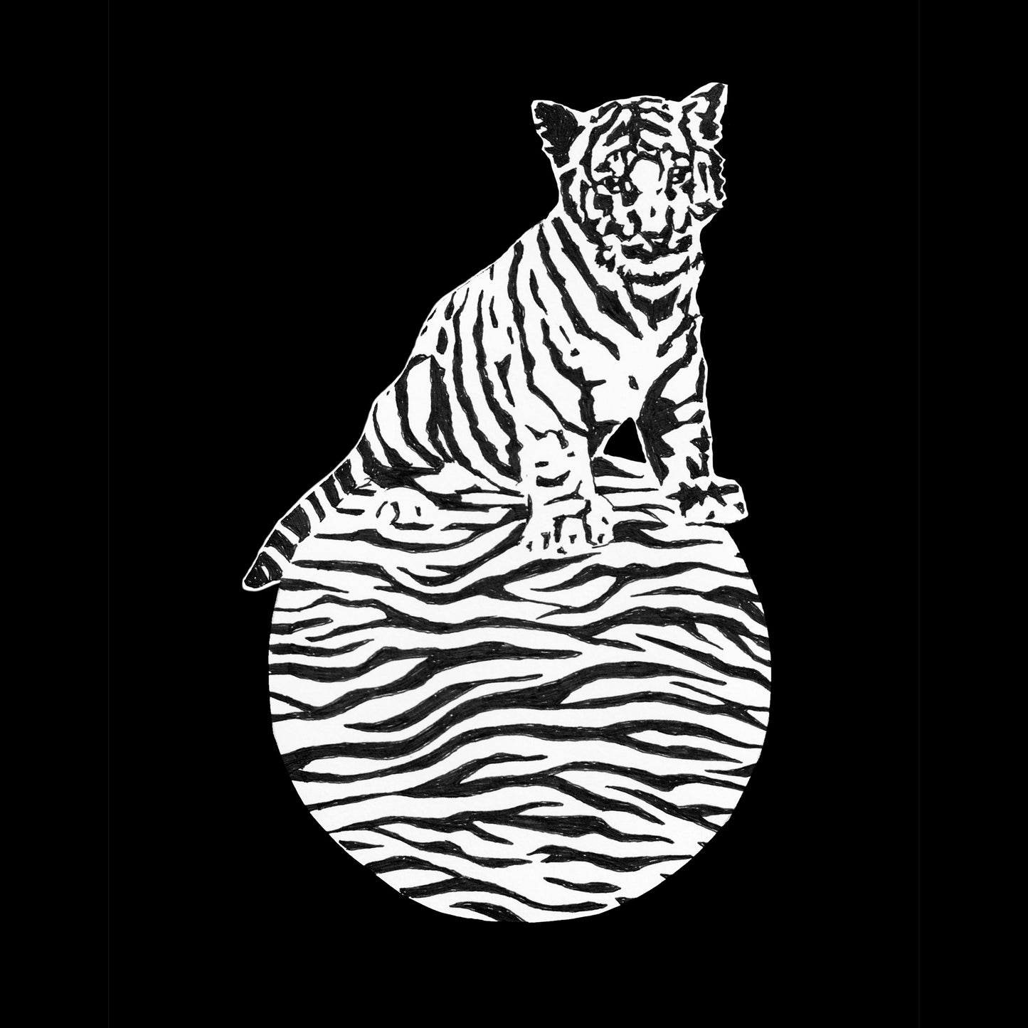 Ink Boss Art Baby Animals Tiger Black & White