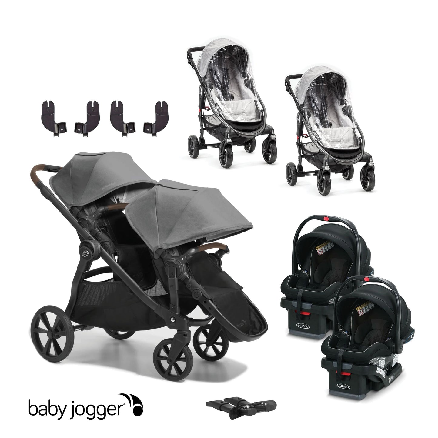 Baby Jogger City Select 2 Twin Bundle - Harbour Grey