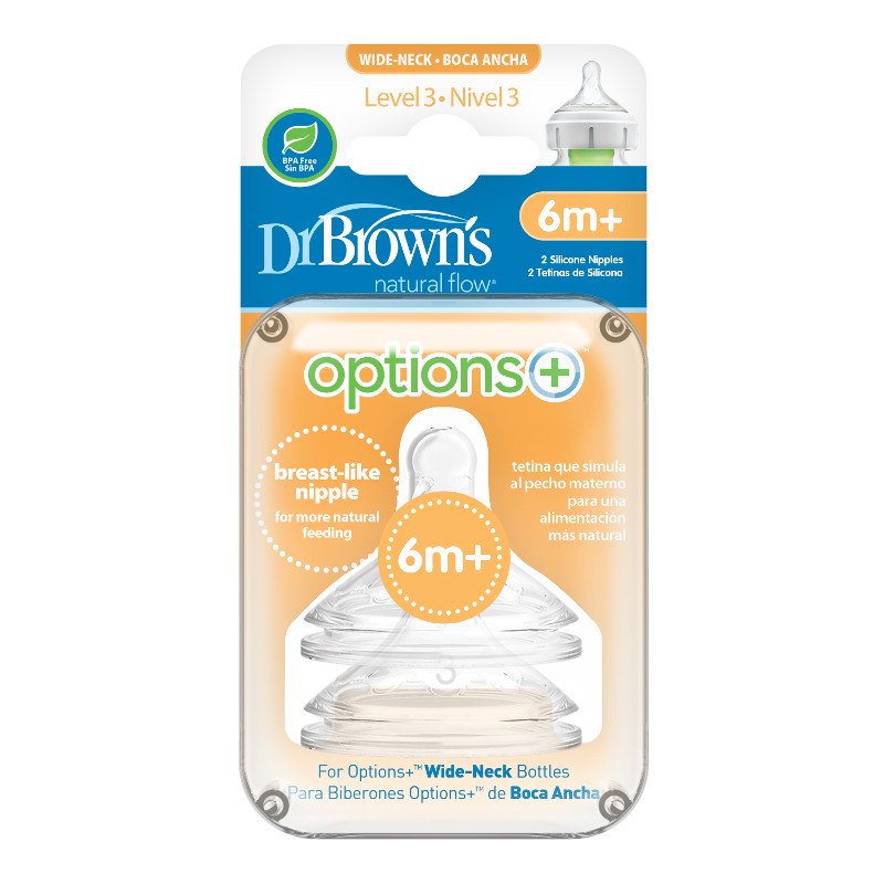 Dr Brown's Wide Neck Level 3 Silicone Teat 2pk (6mths+)