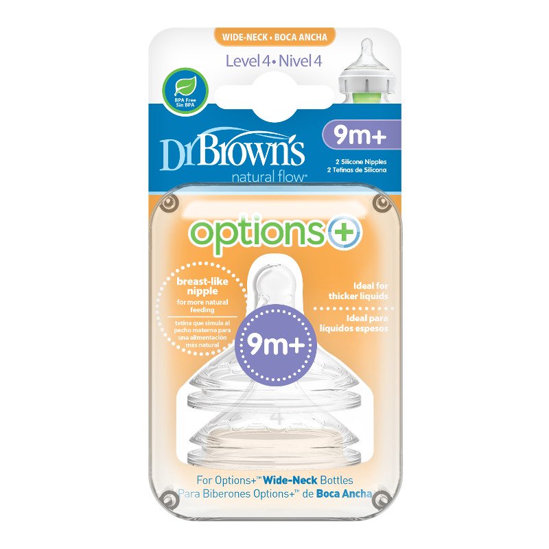 Dr Brown's Wide Neck Level 4 Silicone Teat 2pk (9mths+)