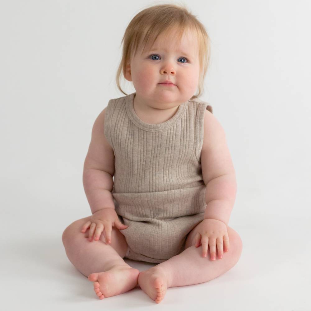 Woolbabe Organic Cotton/Merino Singletsuit Dune Marl