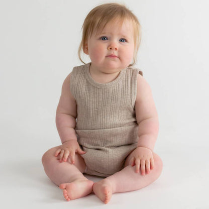 Woolbabe Organic Cotton/Merino Singletsuit Dune Marl