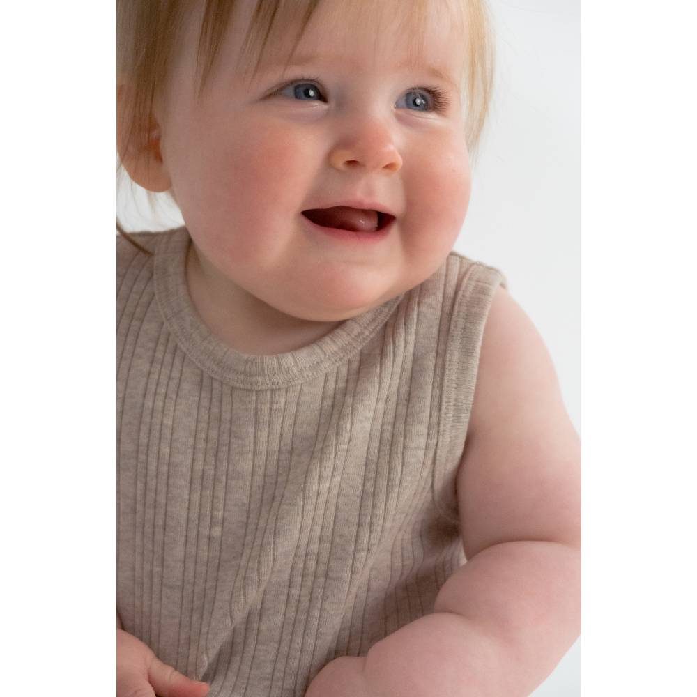 Woolbabe Organic Cotton/Merino Singletsuit Dune Marl