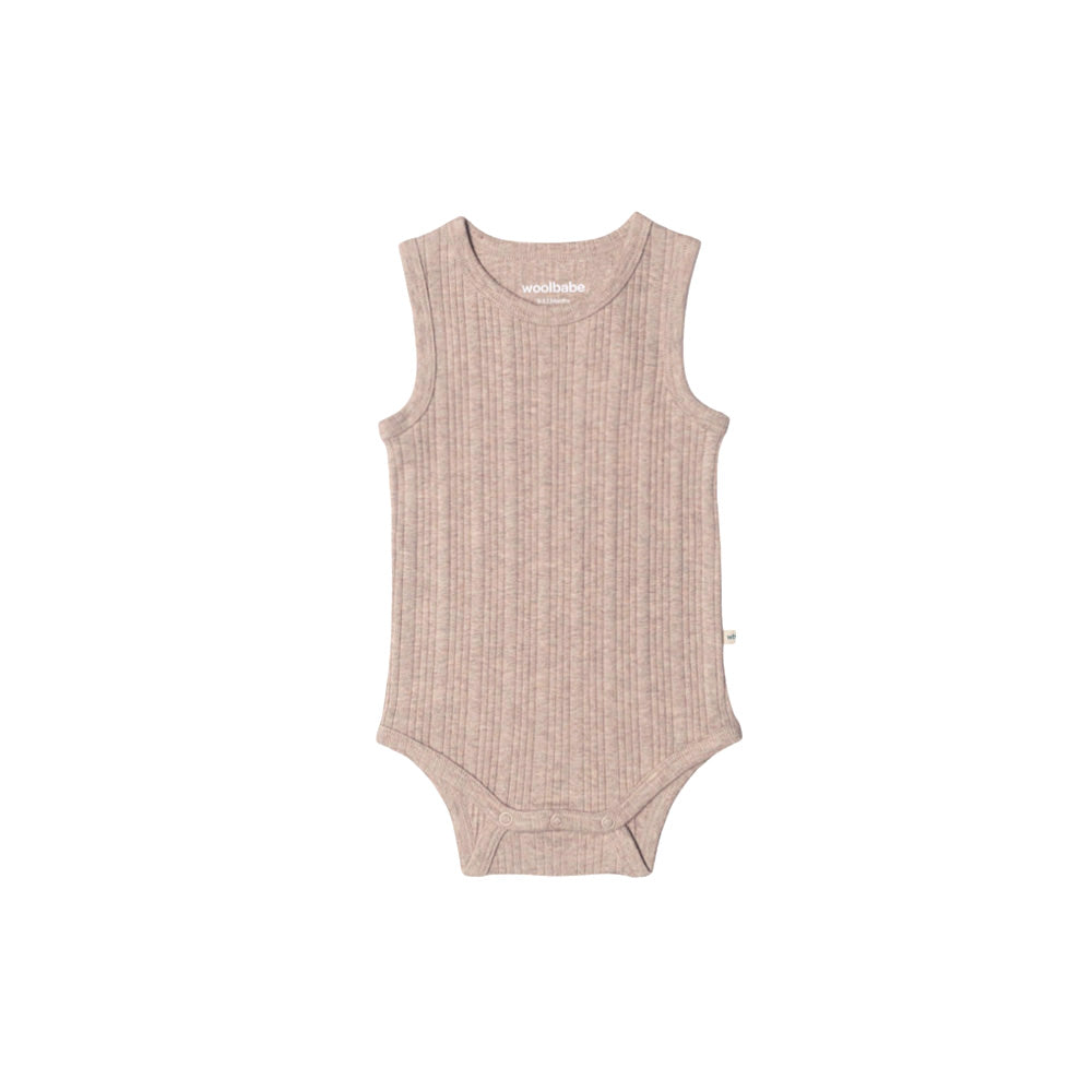 Woolbabe Organic Cotton/Merino Singletsuit Dune Marl